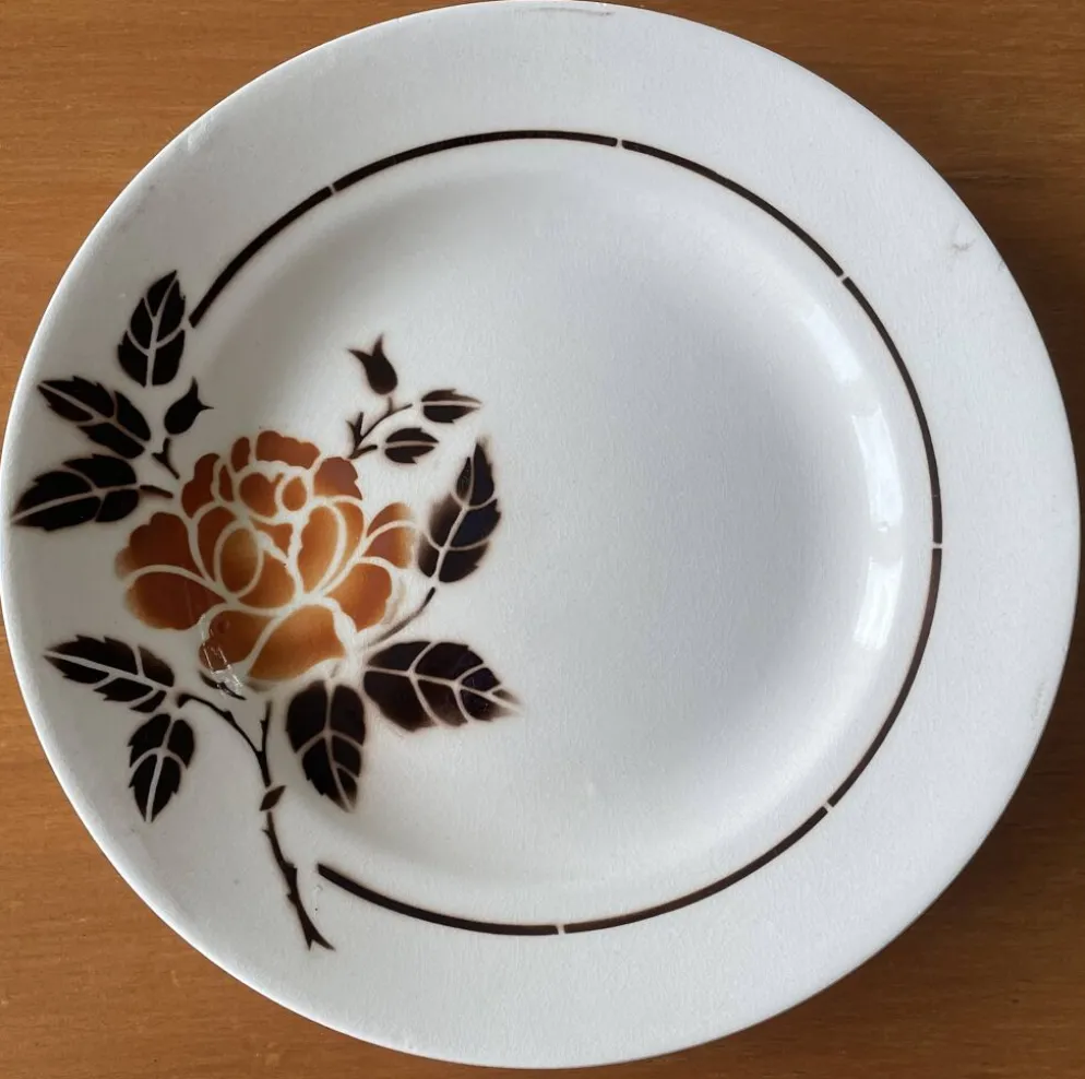 8 assiettes plates anciennes en faïence de Saint-Amand (Nord)