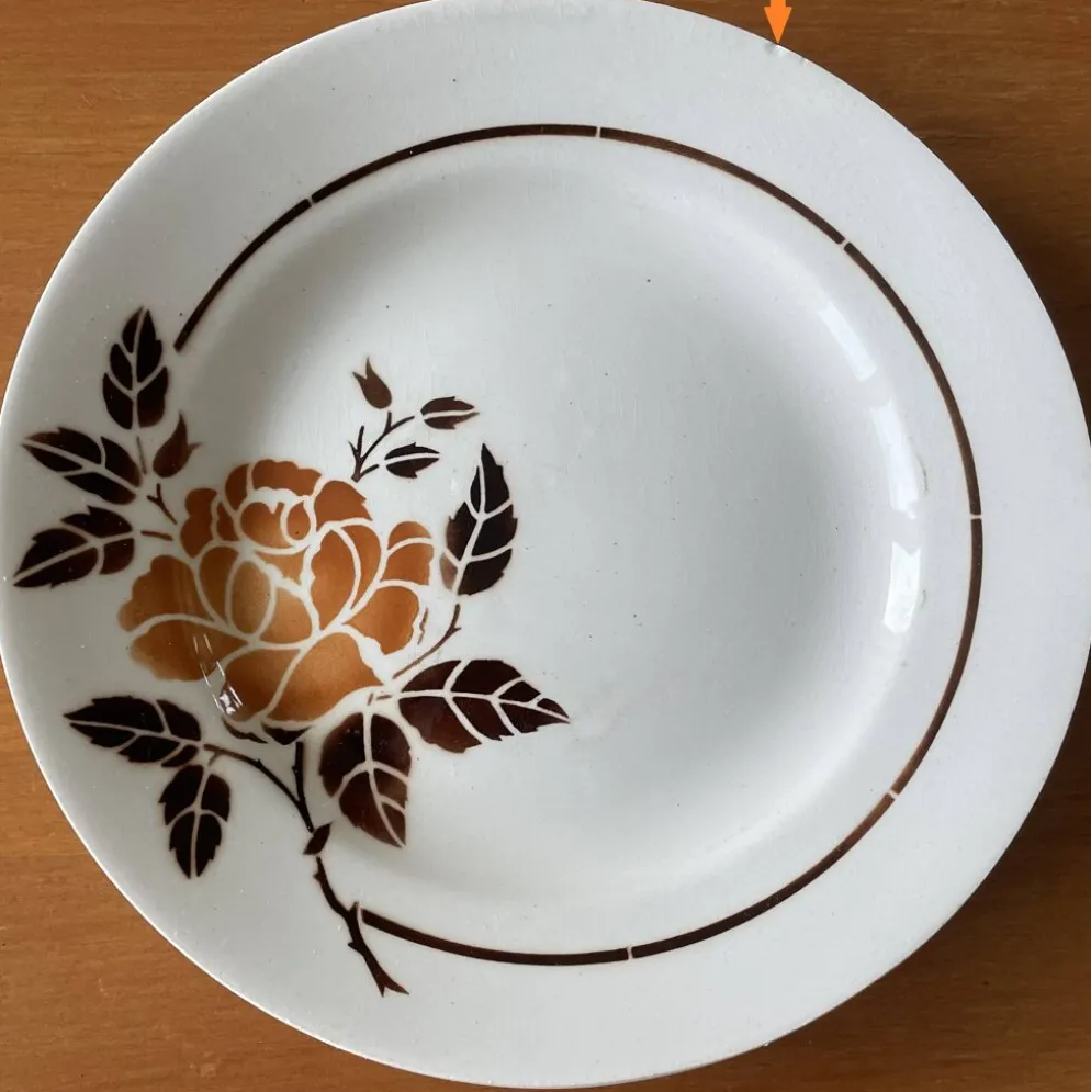 8 assiettes plates anciennes en faïence de Saint-Amand (Nord)