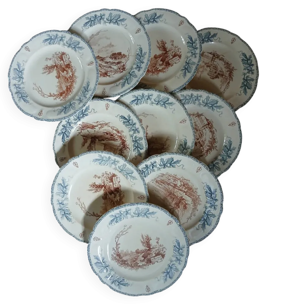 10 assiettes plates anciennes "Louis XIII " Choisy le Roi