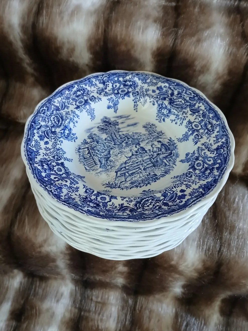 12 assiettes plates anciennes Lunéville KG