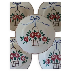 5 assiettes plates anciennes Longchamp