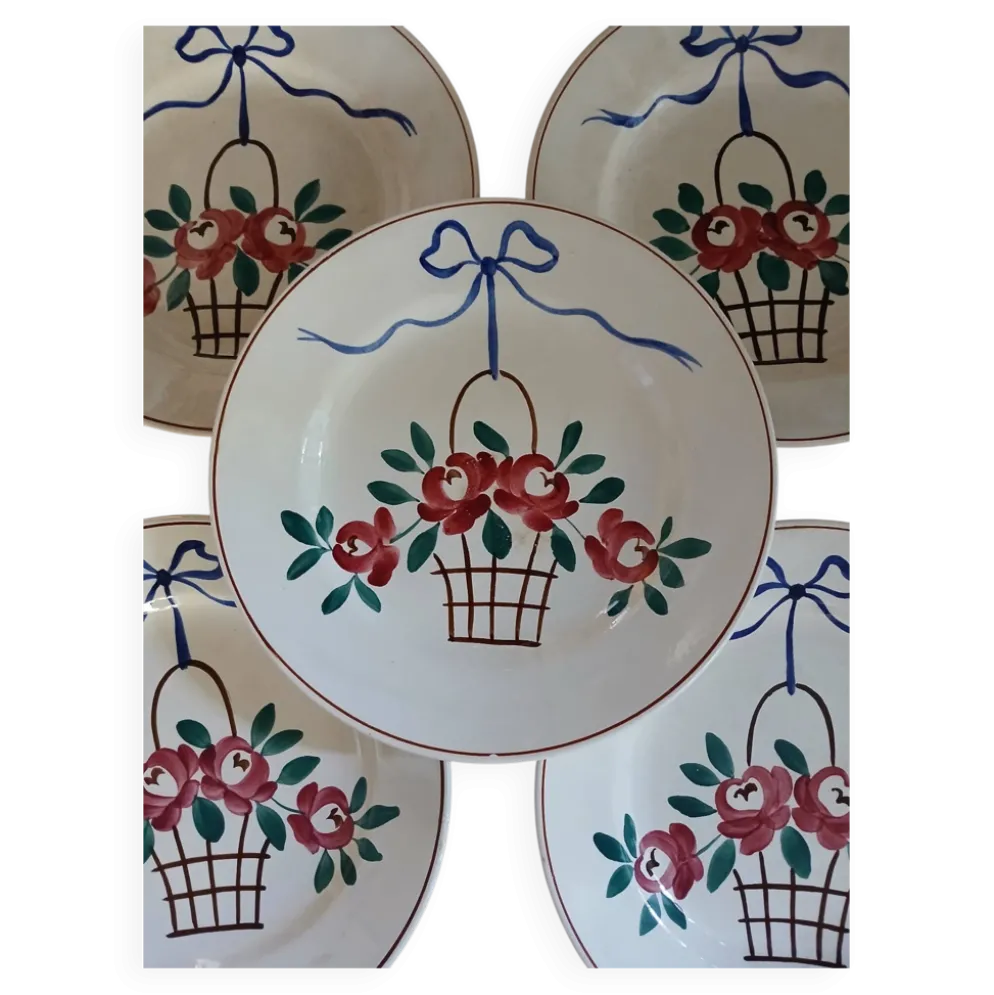5 assiettes plates anciennes Longchamp