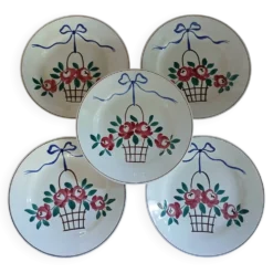 5 assiettes plates anciennes Longchamp