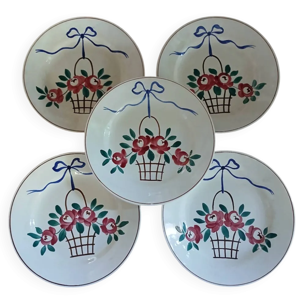 5 assiettes plates anciennes Longchamp