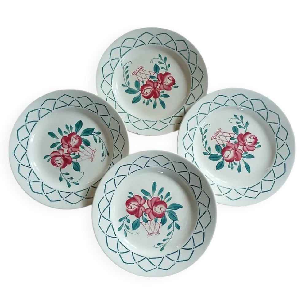 4 assiettes plates anciennes Sarreguemines