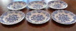 Assiettes plates anglaises Ridgway 'Windsor' bleu & blanc