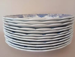 Assiettes plates anglaises Ridgway 'Windsor' bleu & blanc