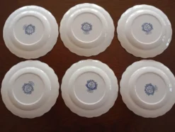 Assiettes plates anglaises Ridgway 'Windsor' bleu & blanc