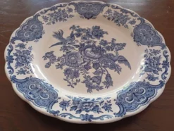 Assiettes plates anglaises Ridgway 'Windsor' bleu & blanc
