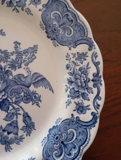 Assiettes plates anglaises Ridgway 'Windsor' bleu & blanc