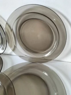6 assiettes plates Arcoroc en verre fumé Smoke Brown