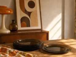 6 assiettes plates Arcoroc en verre fumé Smoke Brown