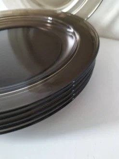 6 assiettes plates Arcoroc en verre fumé Smoke Brown
