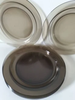 6 assiettes plates Arcoroc en verre fumé Smoke Brown