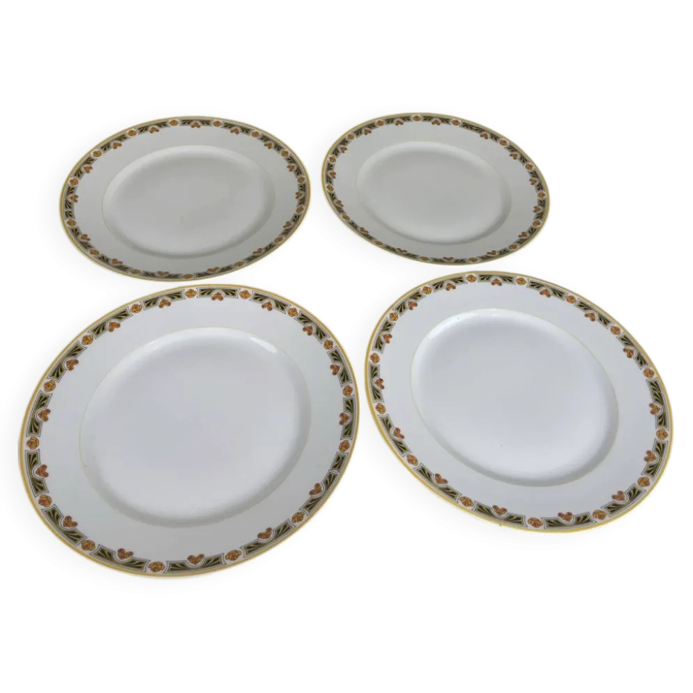 4 assiettes plates art déco