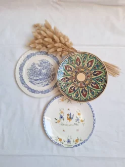 Assiettes plates artisanal, peinte à la main