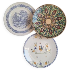 Assiettes plates artisanal, peinte à la main