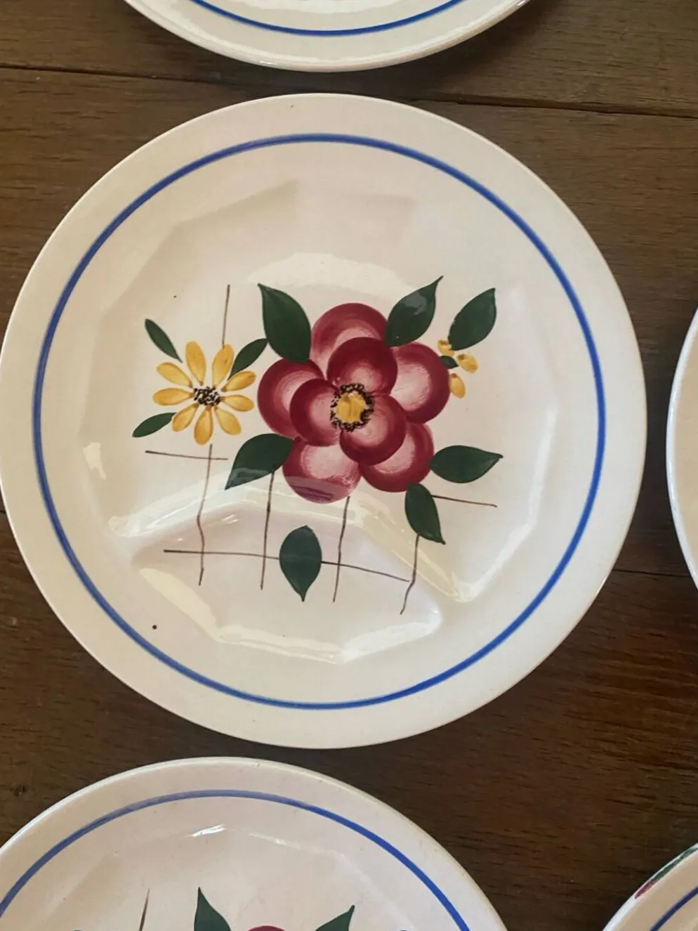 6 assiettes plates à compartiments Digoin Sarreguemines
