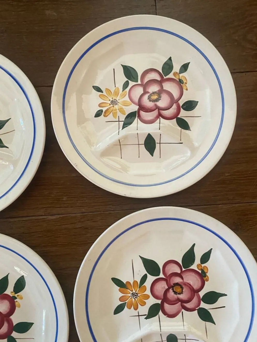 6 assiettes plates à compartiments Digoin Sarreguemines