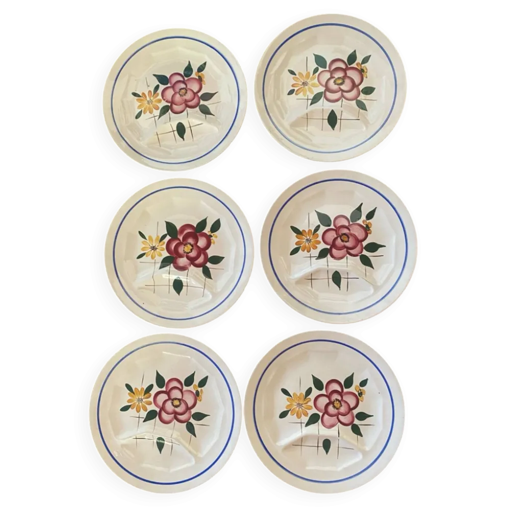 6 assiettes plates à compartiments Digoin Sarreguemines