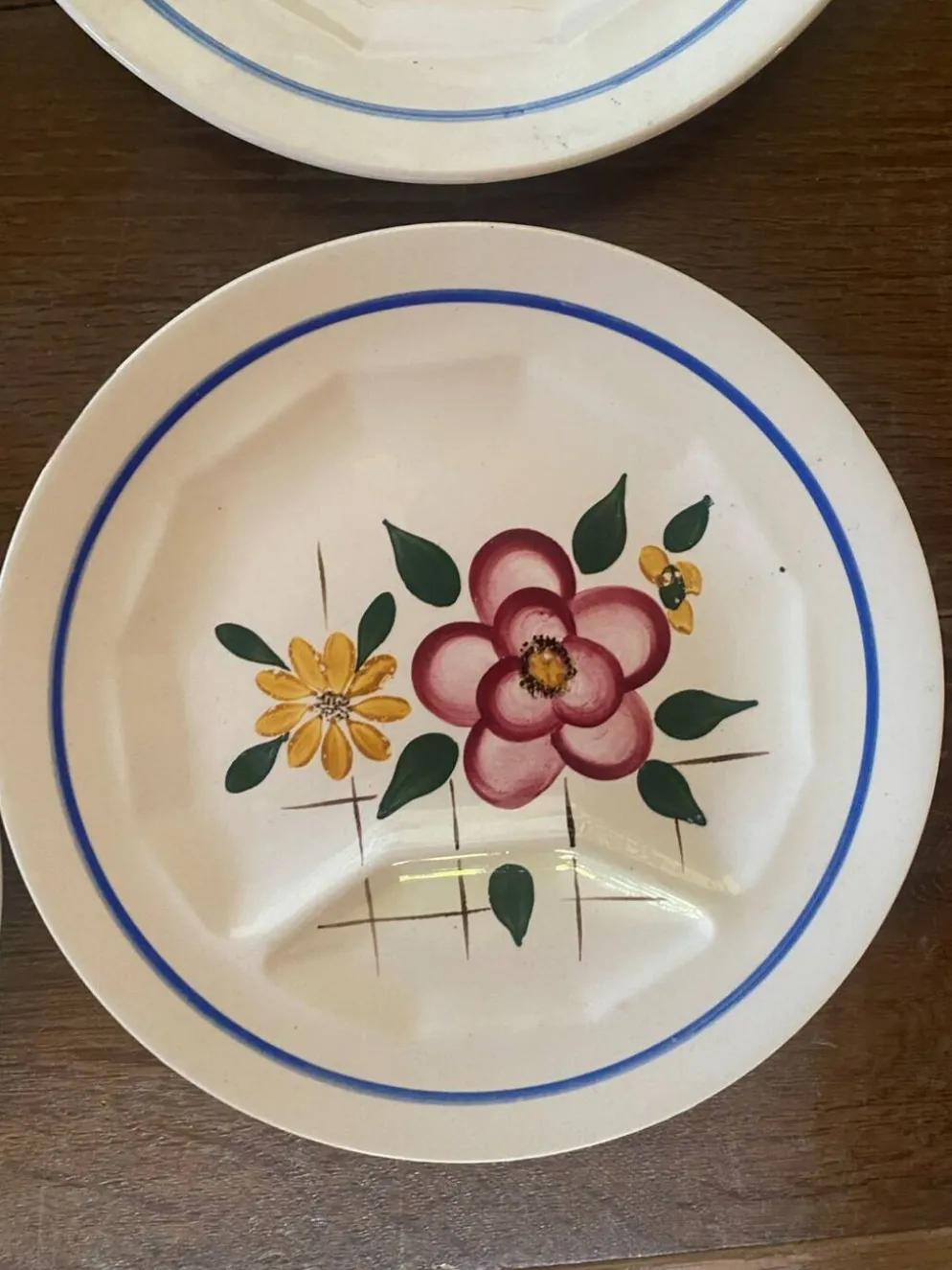 6 assiettes plates à compartiments Digoin Sarreguemines