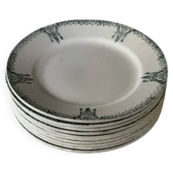Assiettes plates en faïence ancienne St Amand