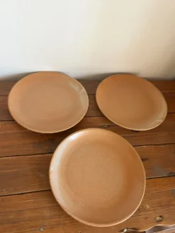 3 assiettes plates en grès