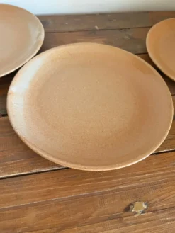 3 assiettes plates en grès
