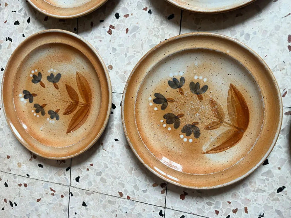 6 assiettes plates en grès