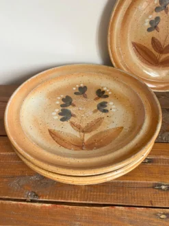 6 assiettes plates en grès