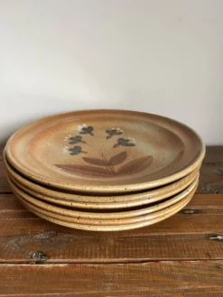 6 assiettes plates en grès