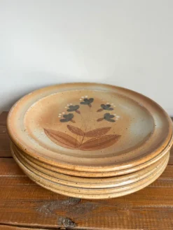 6 assiettes plates en grès