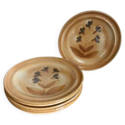 6 assiettes plates en grès