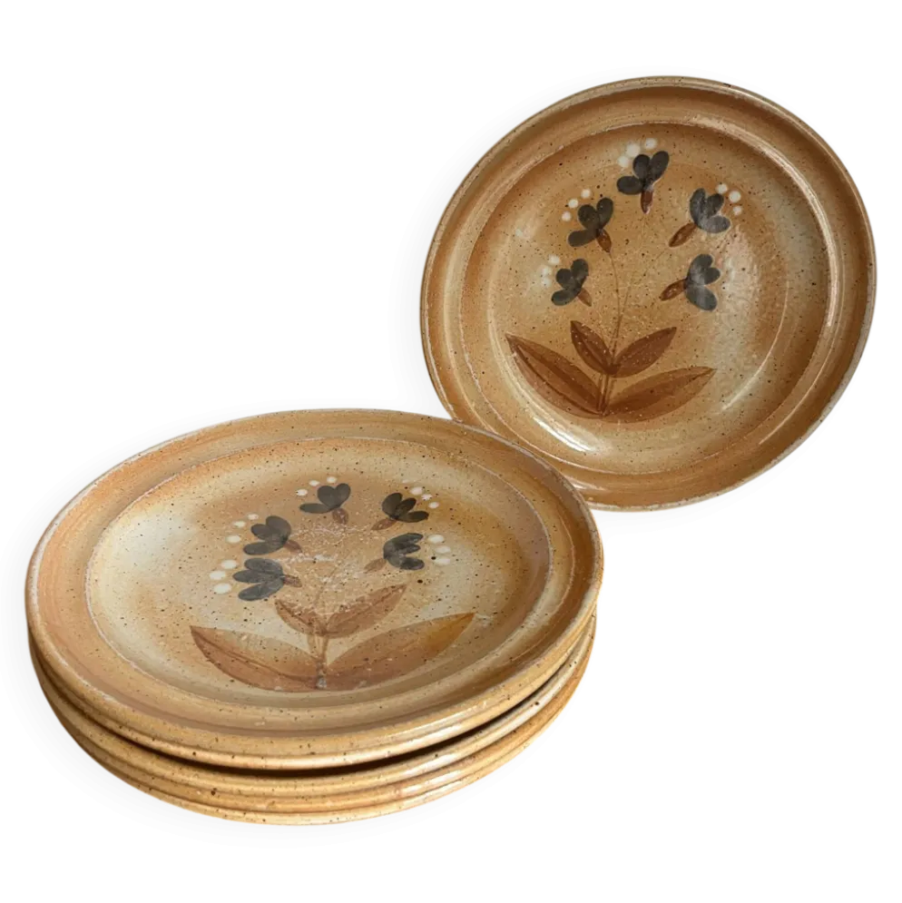 6 assiettes plates en grès