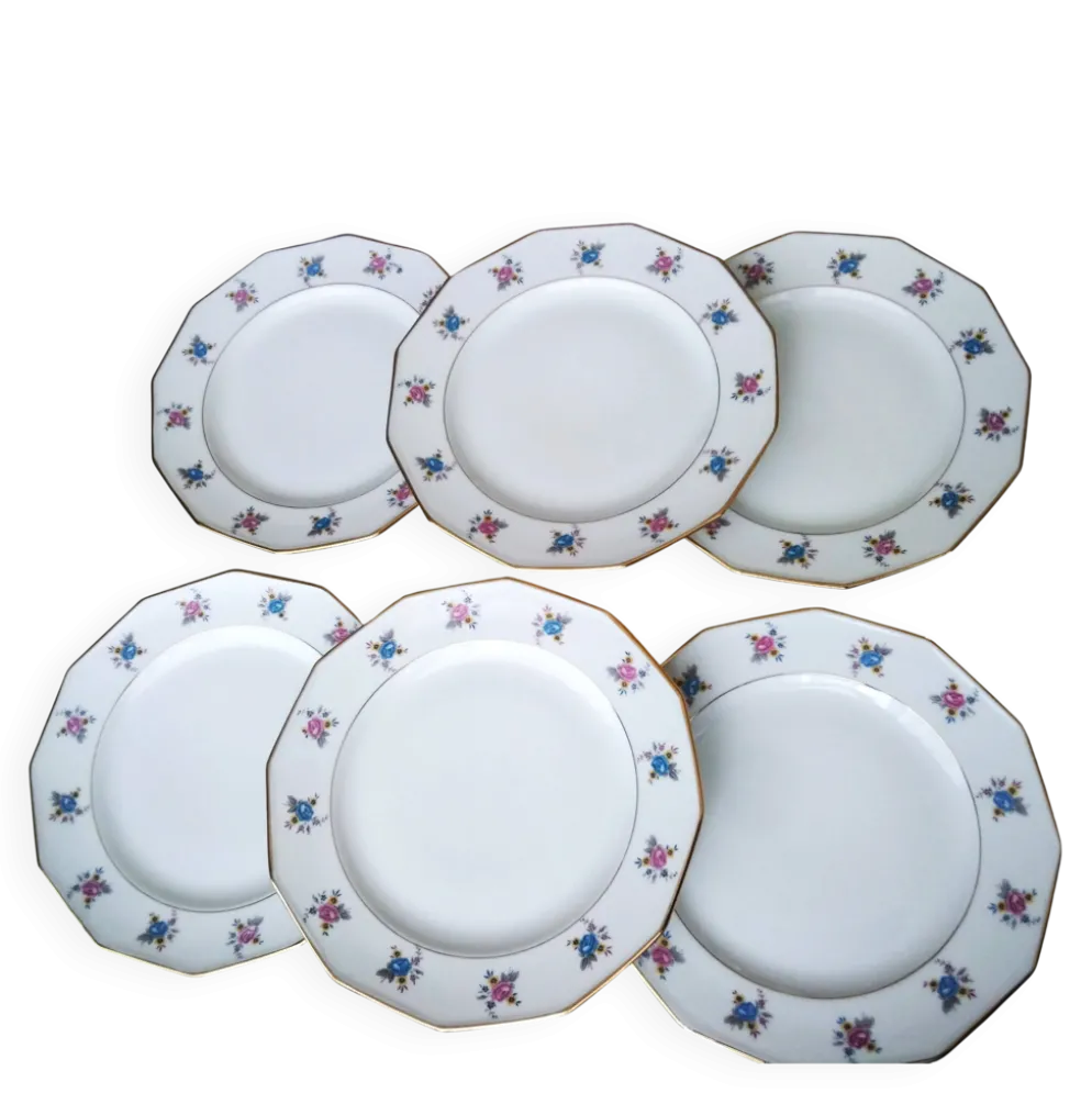 6 Assiettes plates en Porcelaine de Limoges