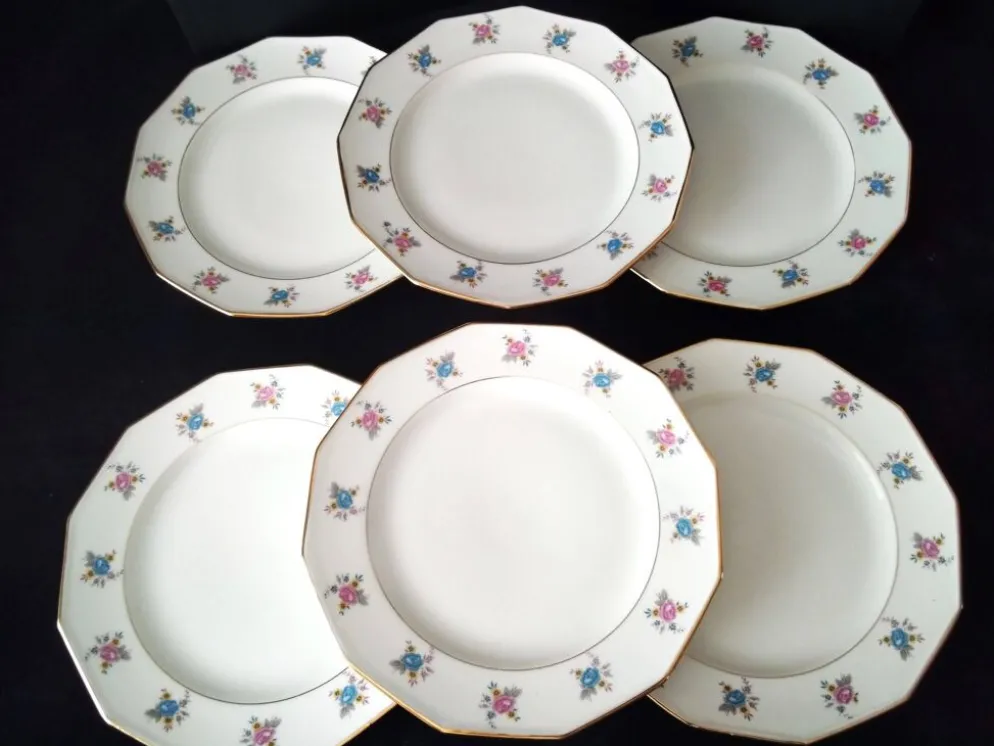 6 Assiettes plates en Porcelaine de Limoges