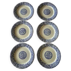 Assiettes plates Gien motifs bleus parfait état