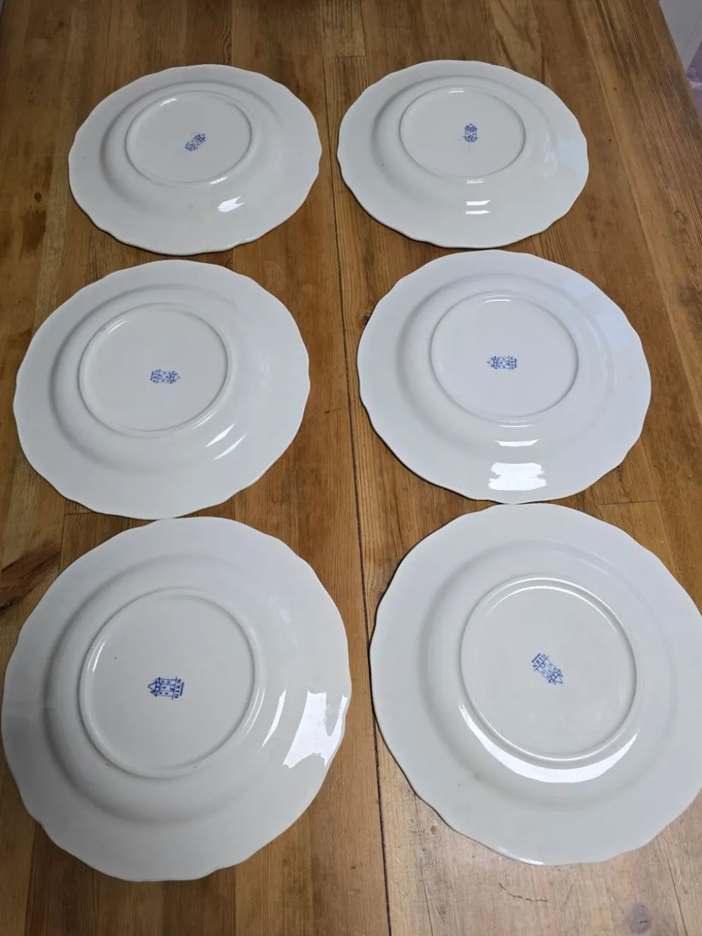 Assiettes plates Gien motifs bleus parfait état