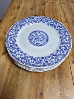 Assiettes plates Gien motifs bleus parfait état