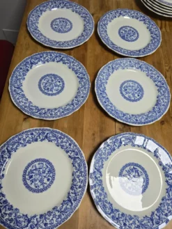 Assiettes plates Gien motifs bleus parfait état