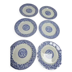 Assiettes plates Gien motifs bleus parfait état