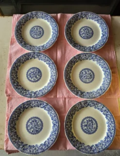 Assiettes plates Gien motifs bleus parfait état