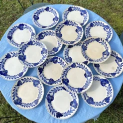 Assiettes plates Lunéville fleurs bleues
