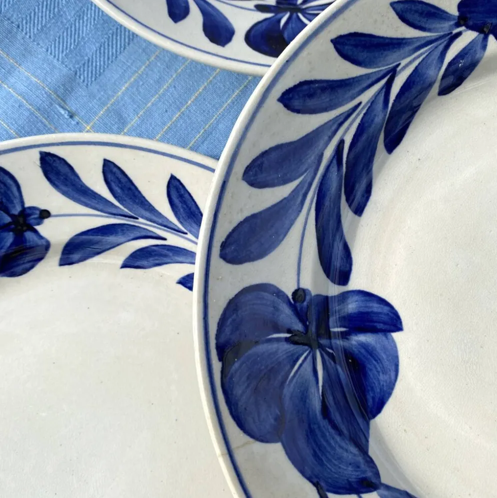 Assiettes plates Lunéville fleurs bleues