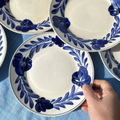 Assiettes plates Lunéville fleurs bleues