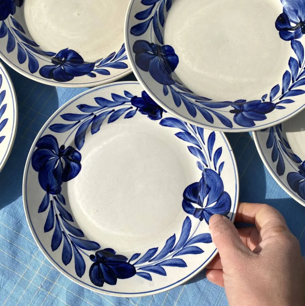 Assiettes plates Lunéville fleurs bleues
