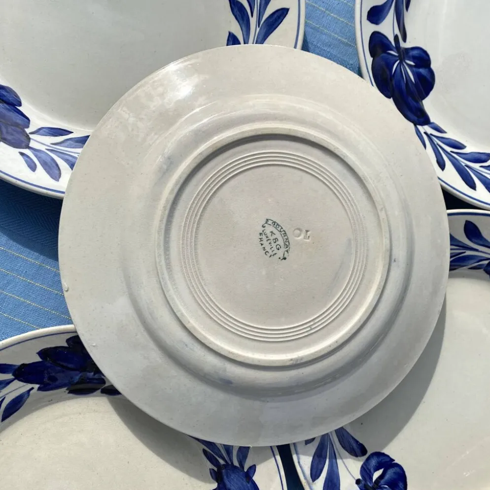 Assiettes plates Lunéville fleurs bleues
