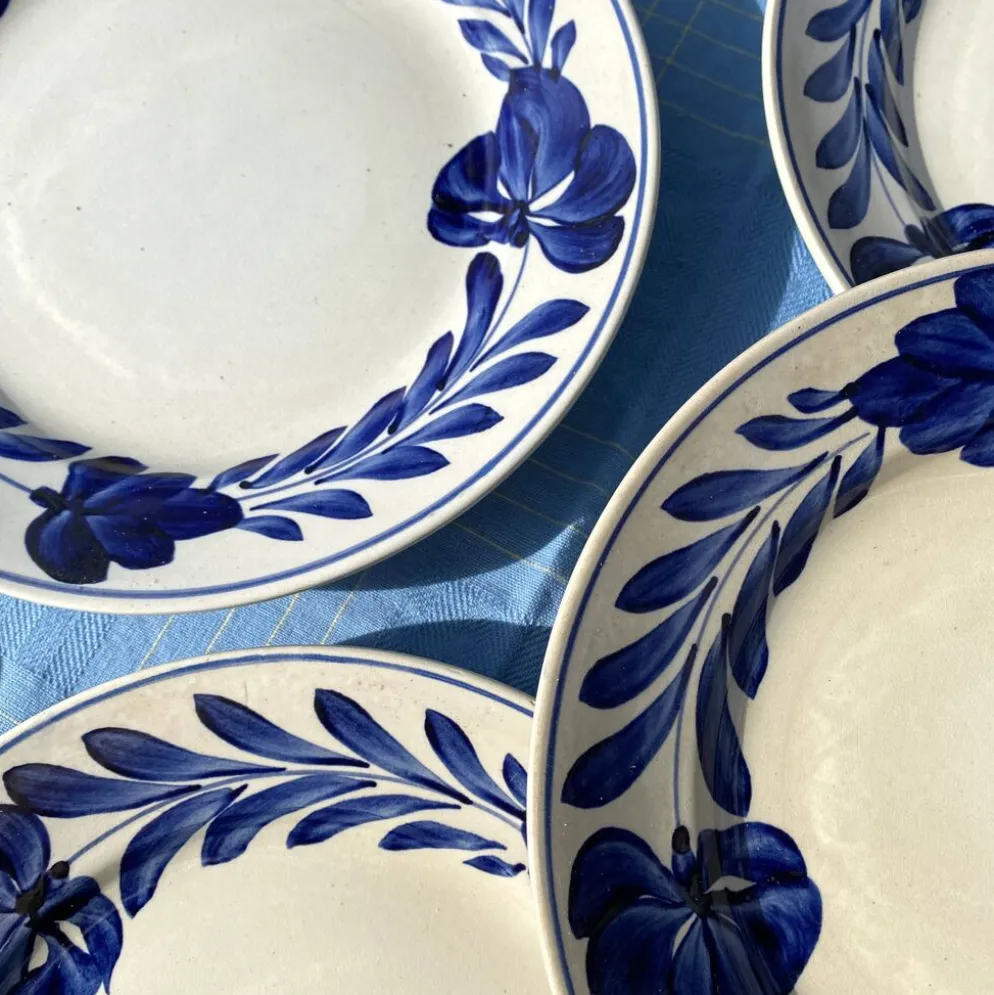 Assiettes plates Lunéville fleurs bleues
