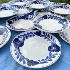 Assiettes plates Lunéville fleurs bleues