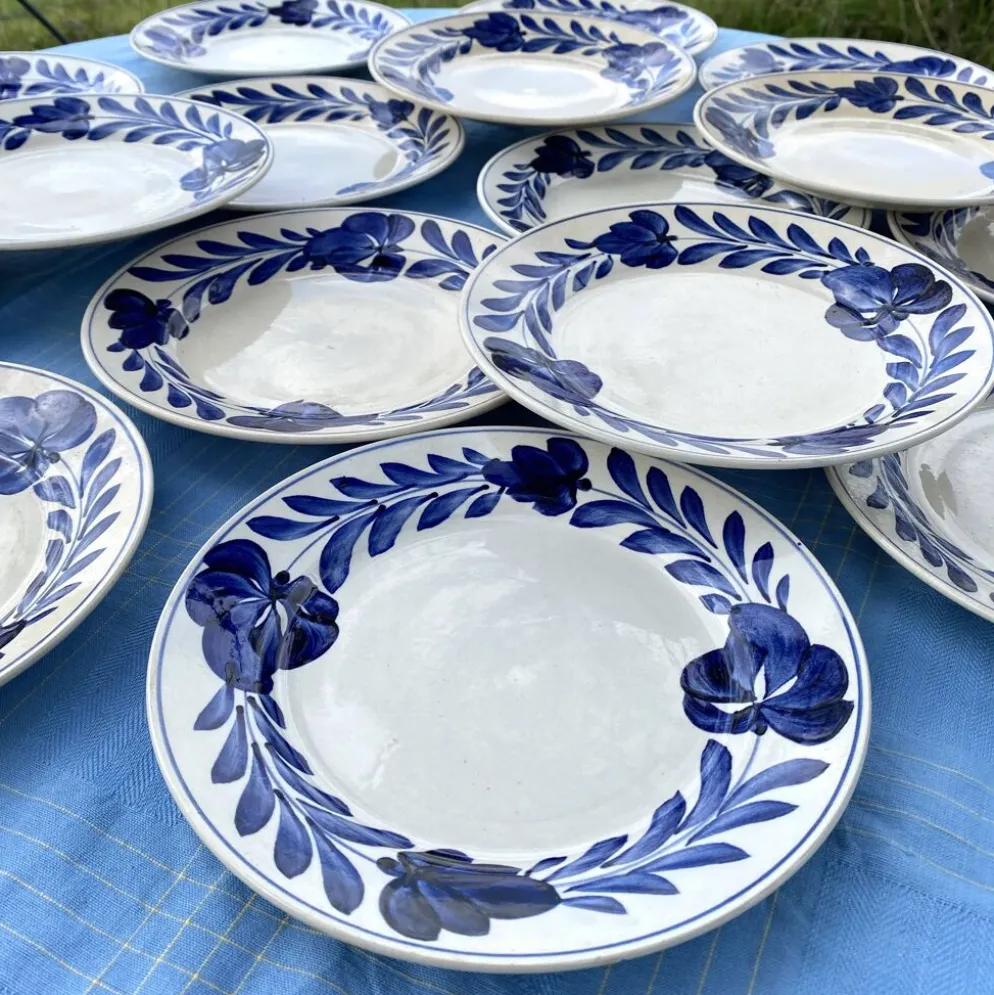 Assiettes plates Lunéville fleurs bleues